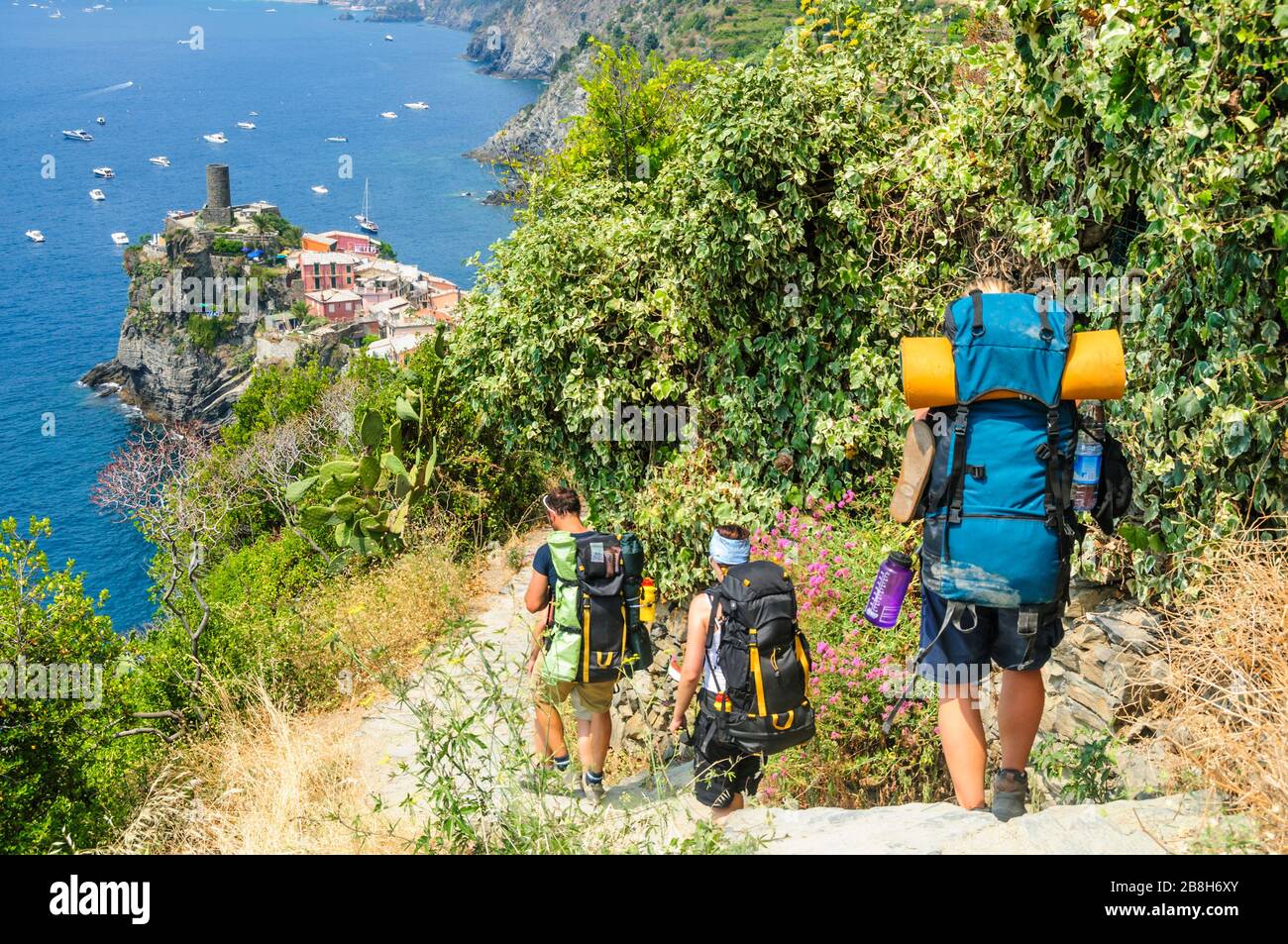 Wandern in der Cinque Terre in Italien Stockfoto