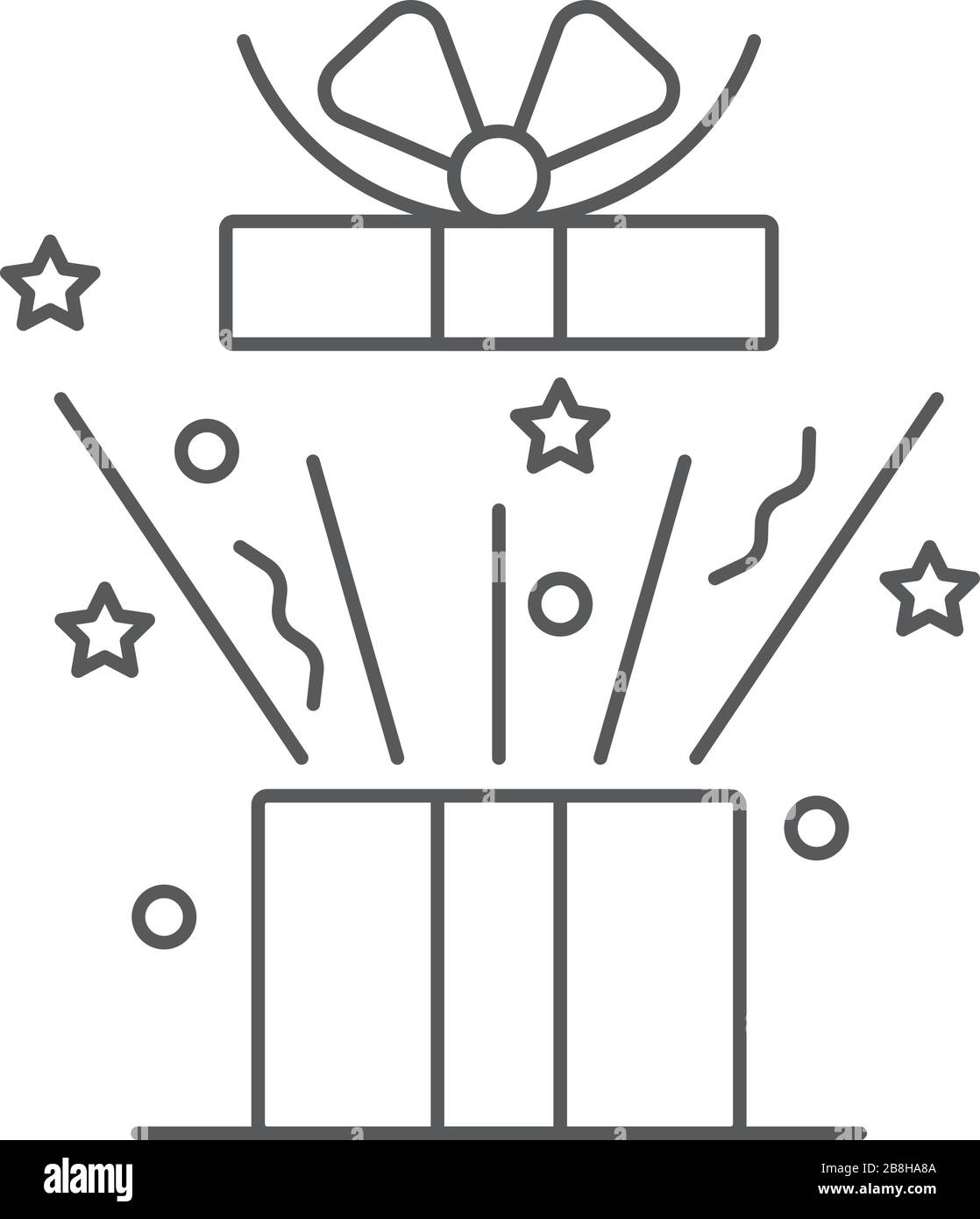 Geschenkbox mit Schleife Symbol Leitung, umriss Vektor Zeichen, linear style Piktogramm isoliert auf Weiss. Symbol, Logo Illustration. Stock Vektor
