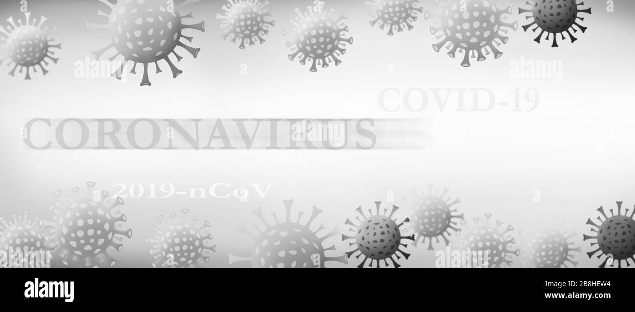 Coronavirus-Krankheit COVID-19-Infektion medizinische Darstellung, Hintergrund des pandemischen Risikos Stockfoto