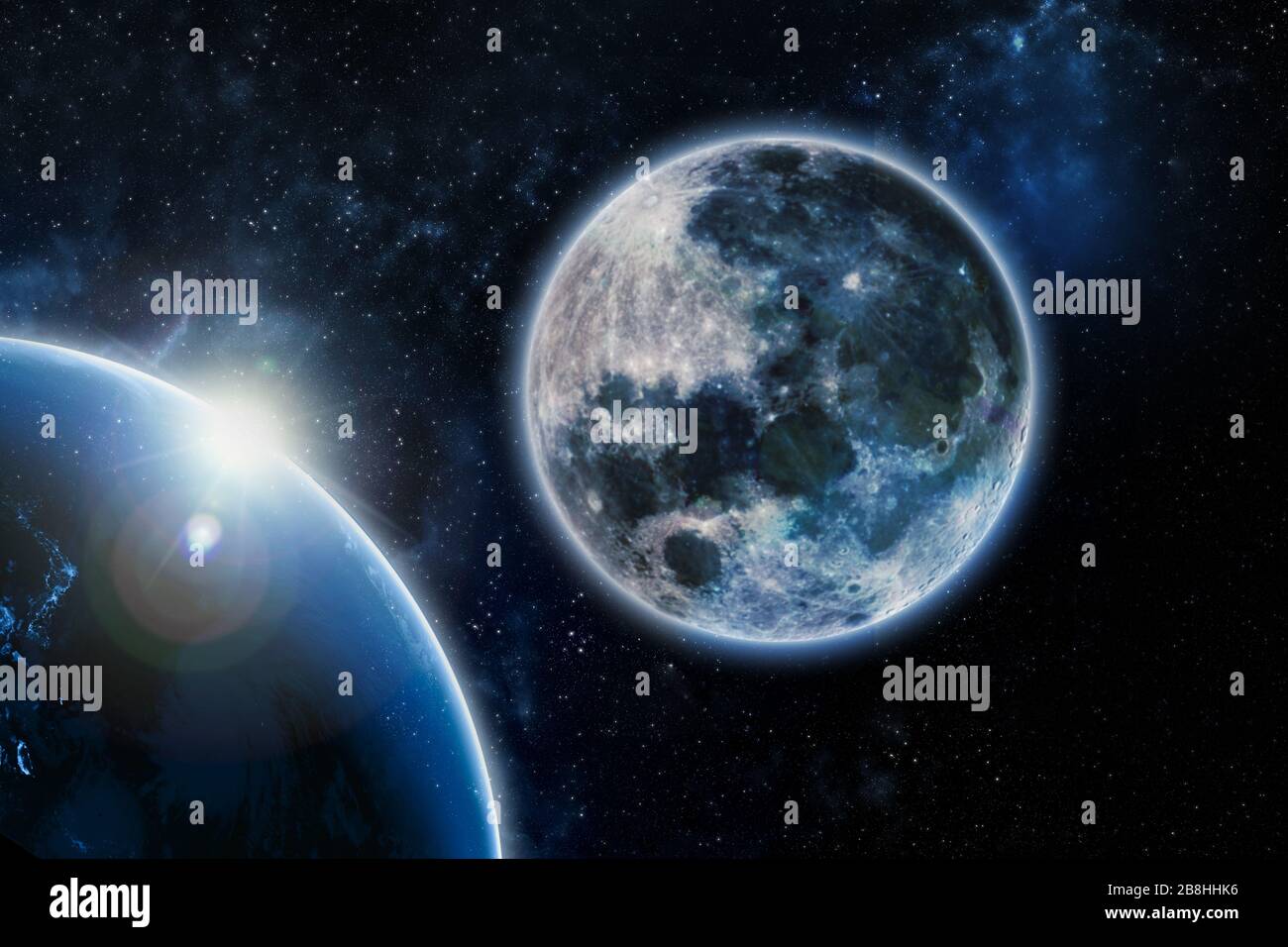 Mond und die Erde Elemente dieses Bildes, das von der NASA eingerichtet wurde Stockfoto