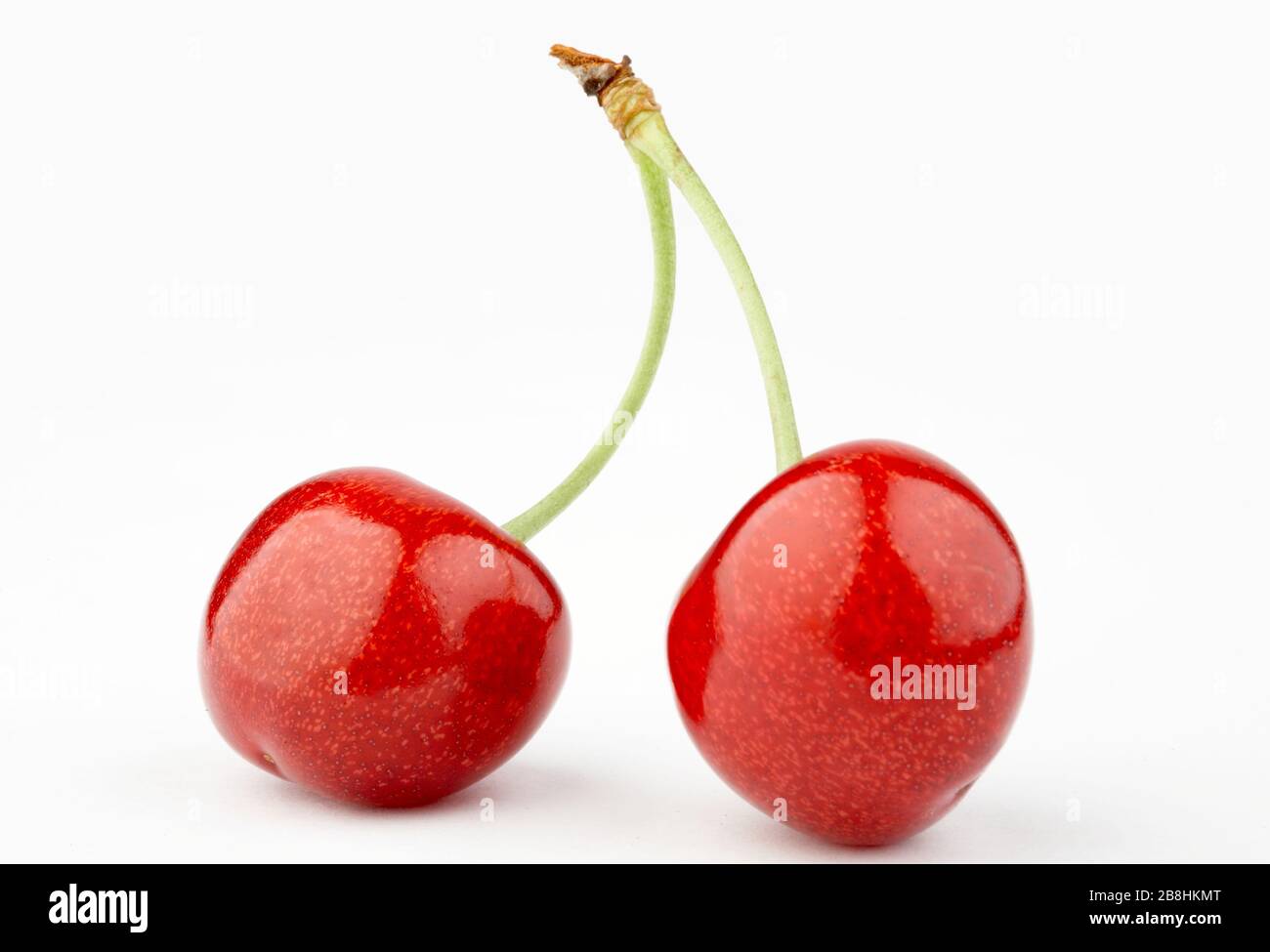 Sweet Cherry isoliert auf weißem Hintergrund mit weichem Schatten. Stockfoto