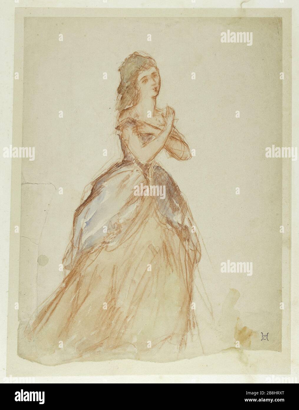 FRAU IM ABENDKLEID Henry Cros (1840-1907). "Femme en Robe du soir". Sanguine et aquarelle. Musée des Beaux-Arts de la Ville de Paris, Petit Palais. Stockfoto