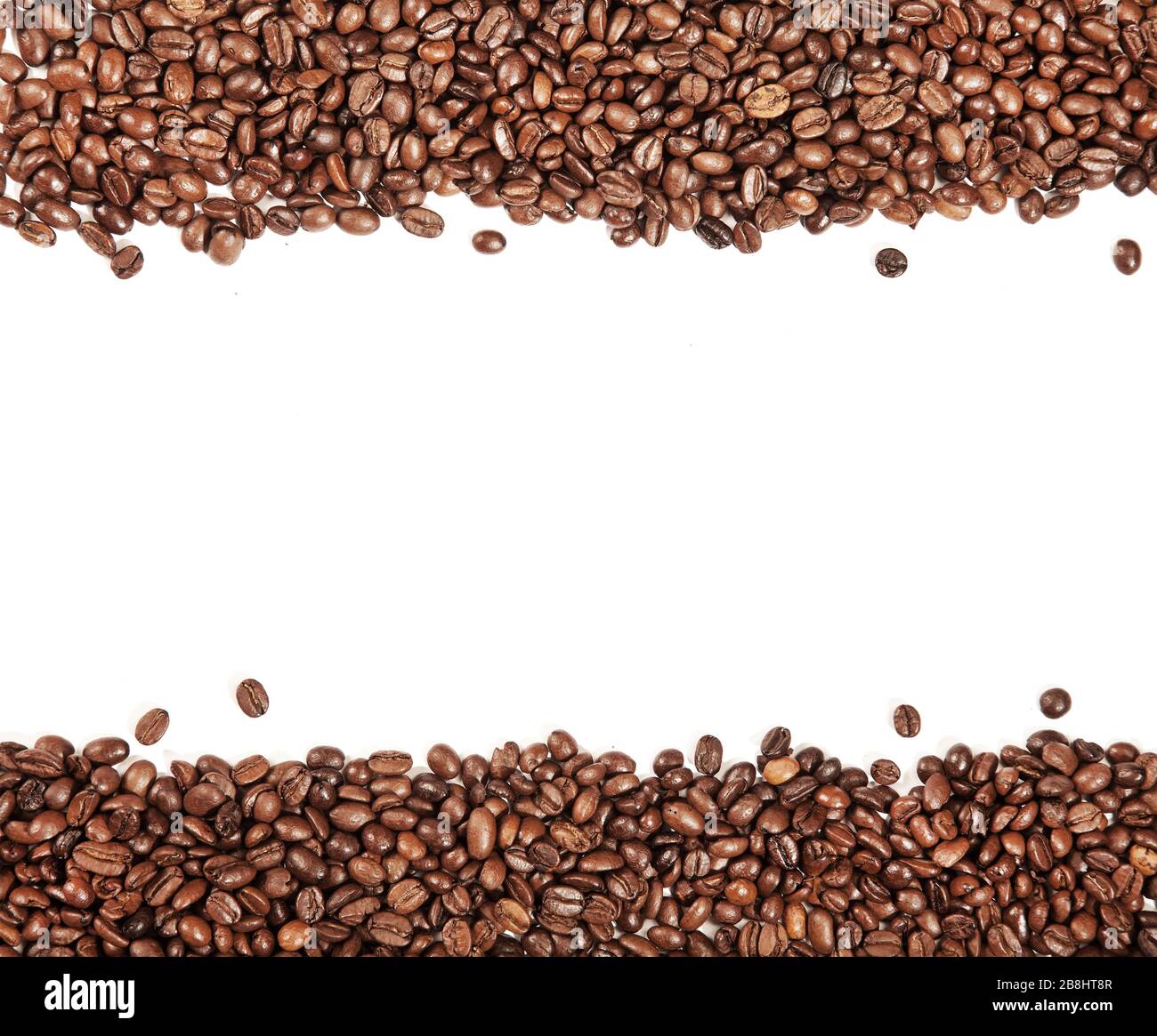 Weißer Streifen in braun gerösteten Kaffeebohnen Stockfoto