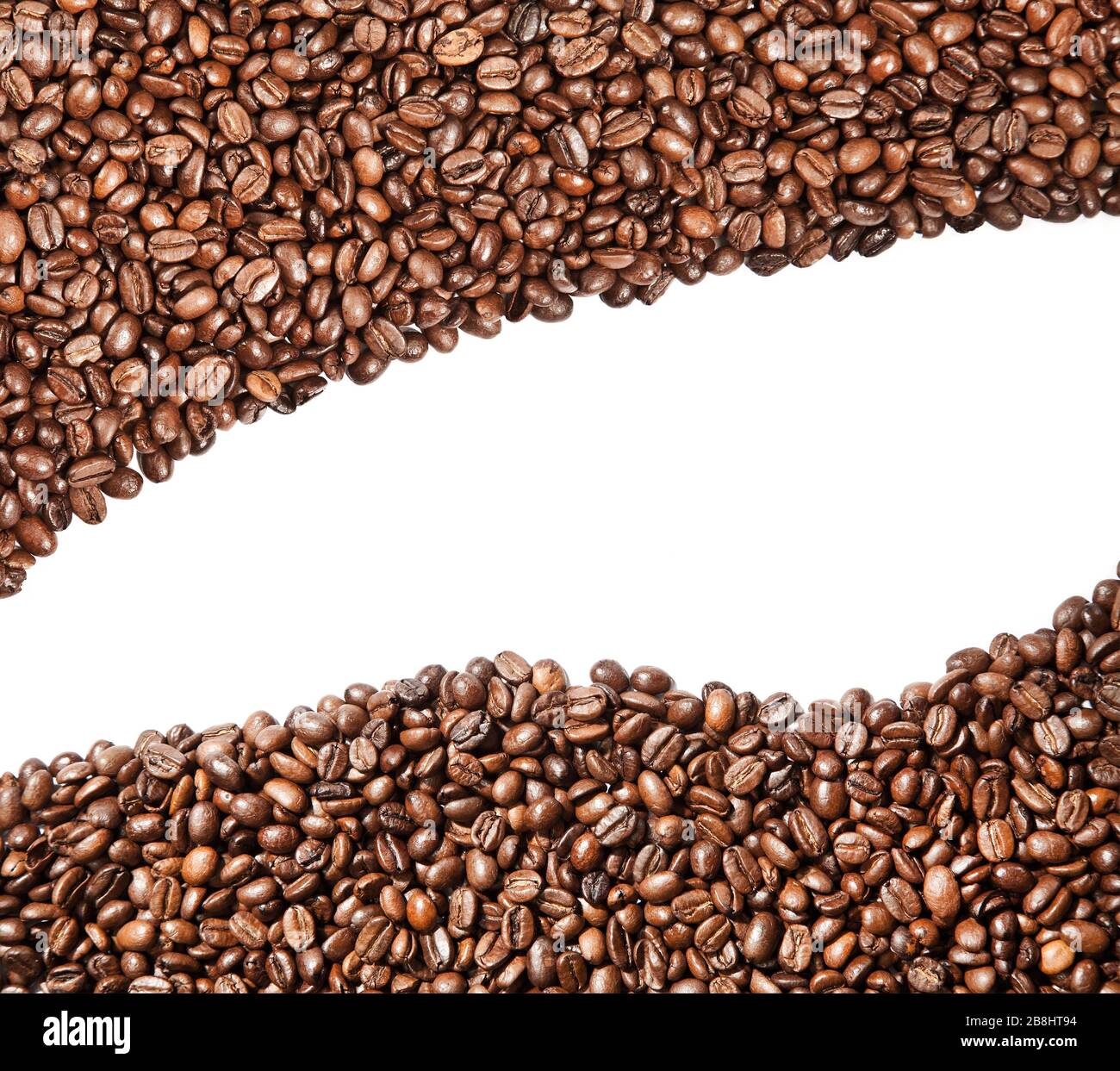 Aromatische Kaffeebohnen auf weißem Hintergrund Stockfoto