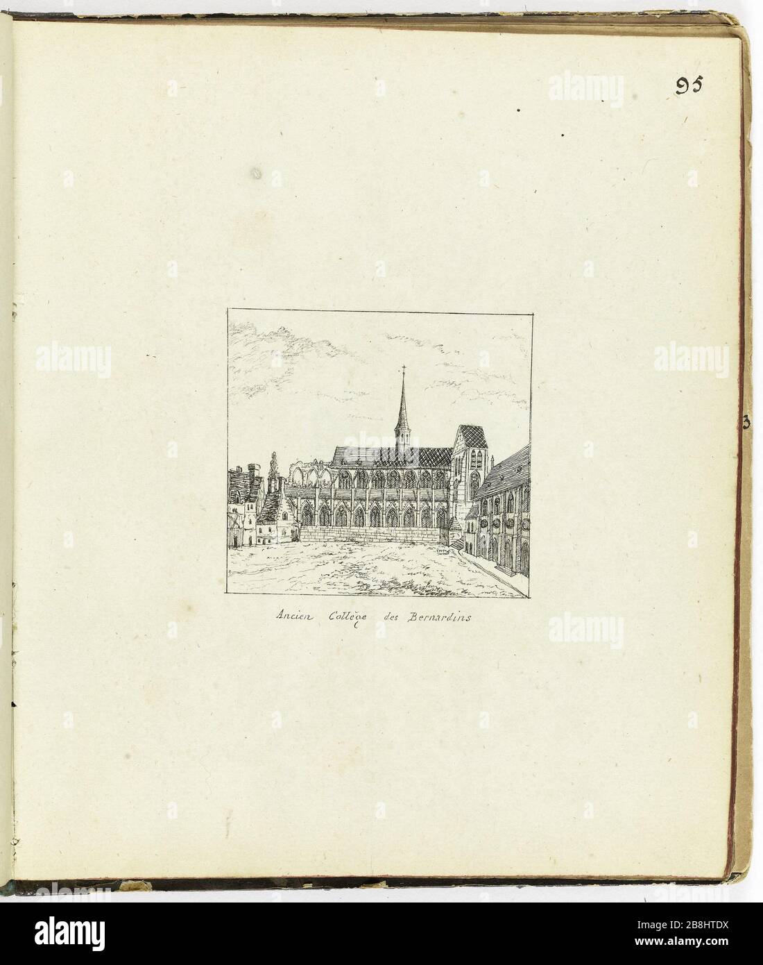Sammlung von 102 Zeichnungen [Old Paris] Old College Bernardine Henri Chapelle (1850-1925). "Le Vieux Paris". Recueil de 102 dessins. Ancien Collège des Bernardins. Paris, musée Carnavalet. Stockfoto
