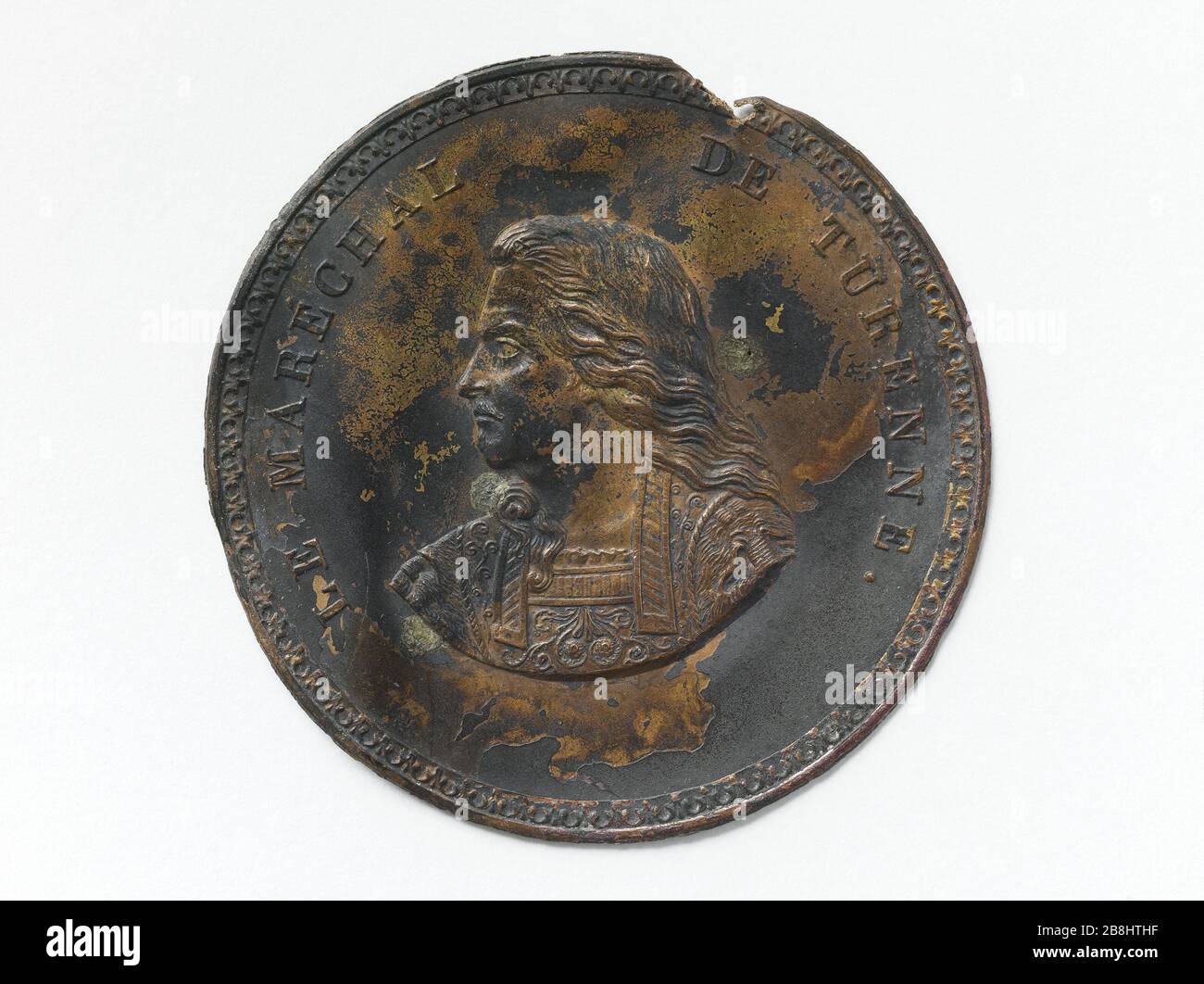 Henri de La Tour d'Auvergne, Vicomte de Turenne (1611-1675). Henri de La Tour d'Auvergne, vicomte de Turenne (1611-1675). Cuivre repoussé. Paris, musée Carnavalet. Stockfoto