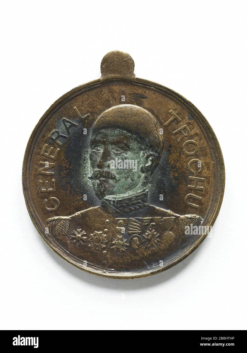 Louis Jules Trochu (1815-1896), bedeutender General und französischer Politiker, im Jahr 1870. Louis-Jules Trochu (1815-1896), général de Division et homme politique français, 1870. Cuivre doré. 1870. Paris, musée Carnavalet. Stockfoto