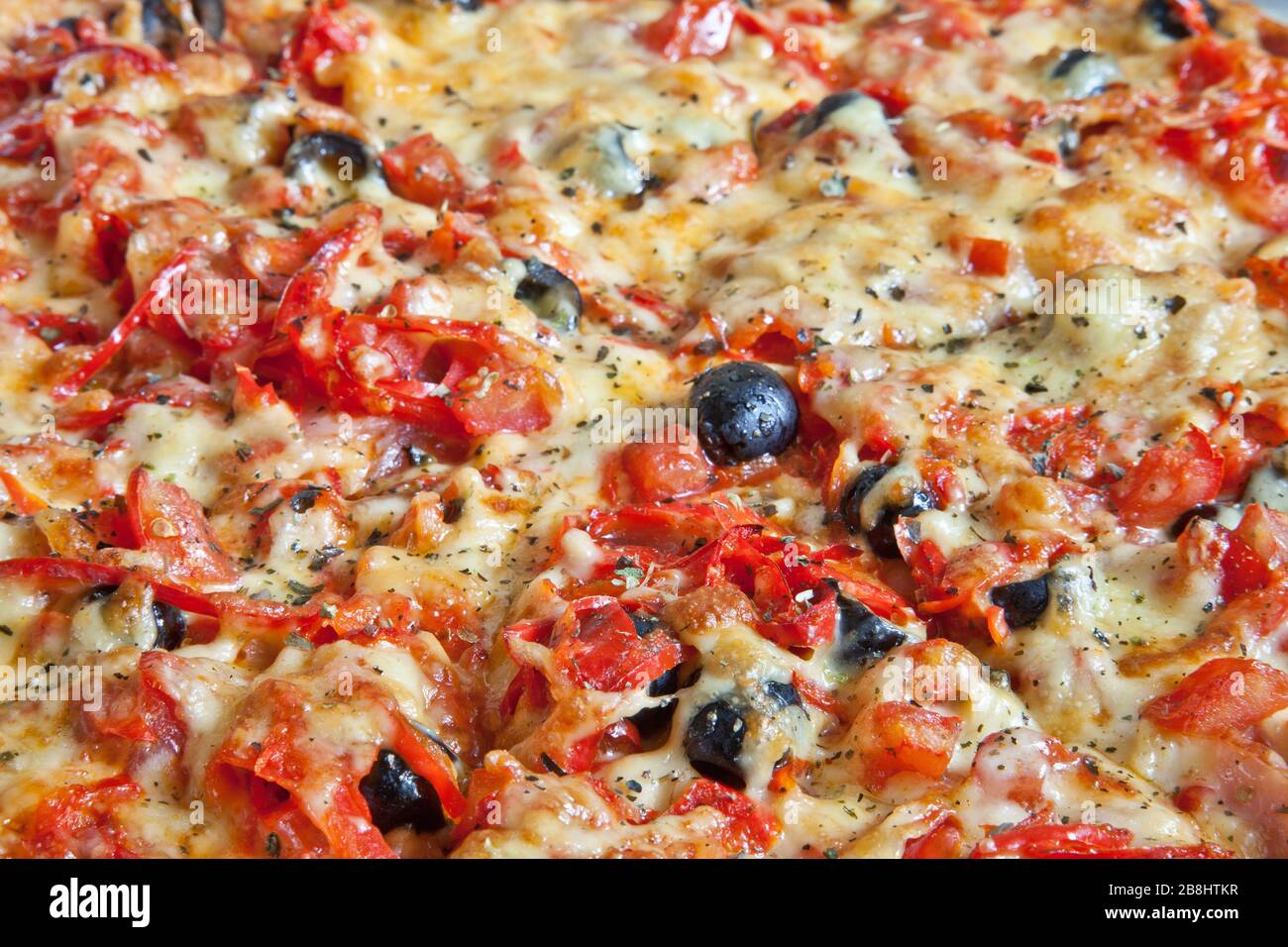 Pizza Detail Hintergrund Stockfoto