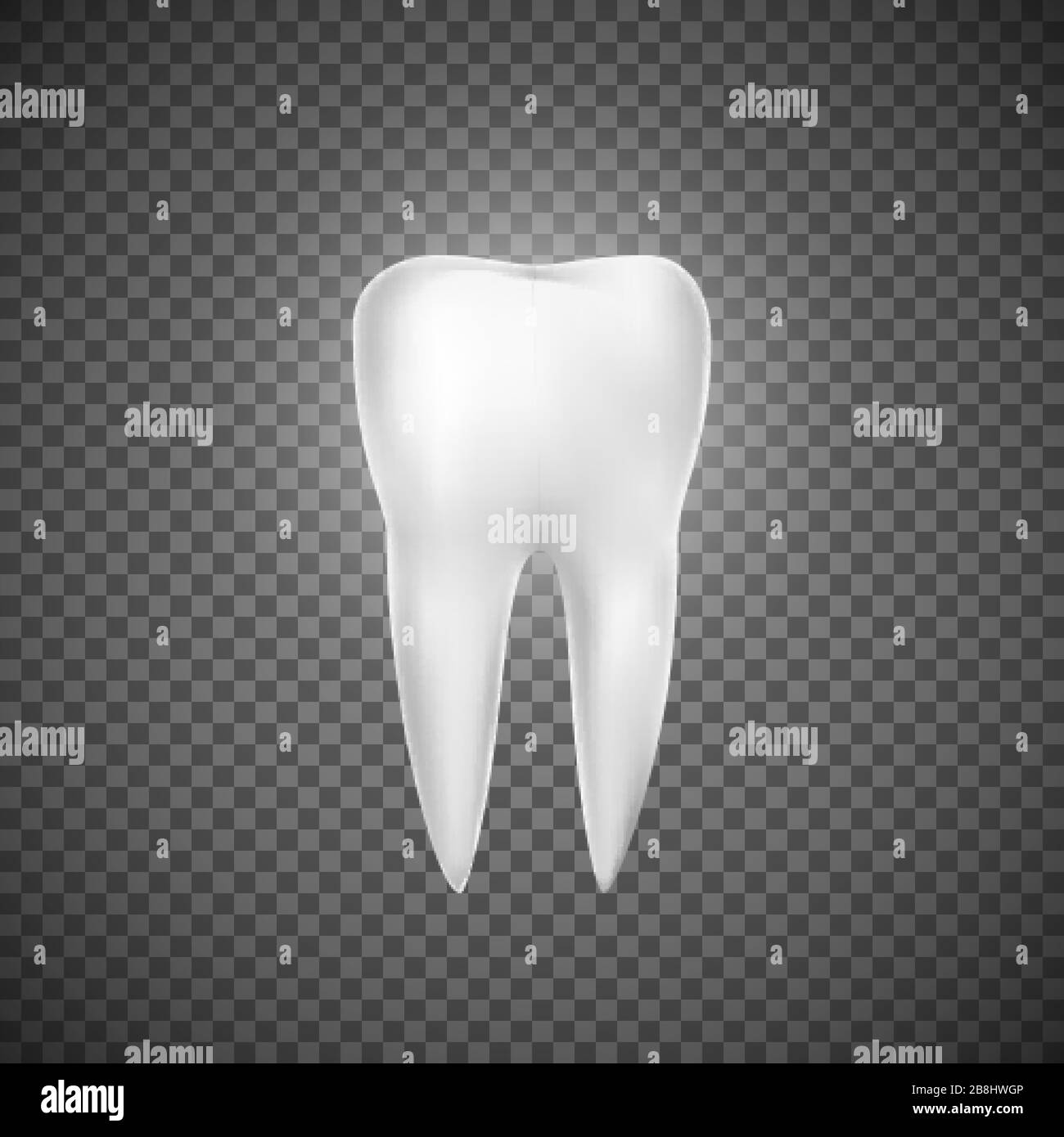 Realistische Darstellung der Zähne. Zahnpflege und Zahnwiederherstellung. Symbol für Medikamente. Vektorgrafiken auf einem spärlichen Hintergrund Stock Vektor