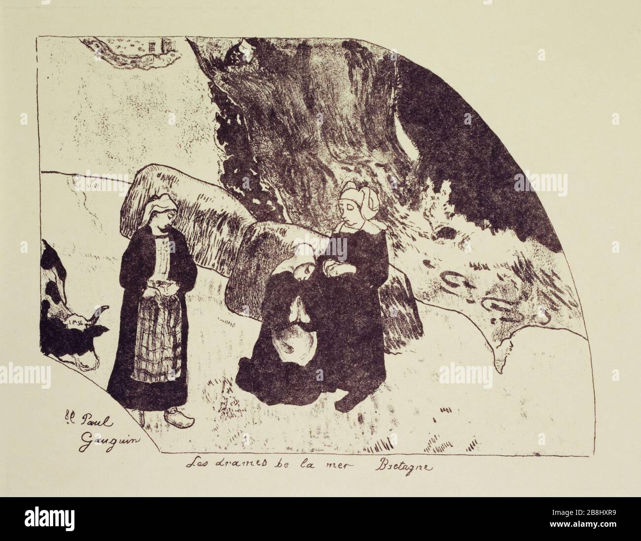 Die Dramen des Meeres, der Bretagne. Paul Gauguin (1848-1903). "Les drames de la mer, Bretagne". Tiefdruck. Musée des Beaux-arts de la ville de Paris, Petit Palais. Stockfoto