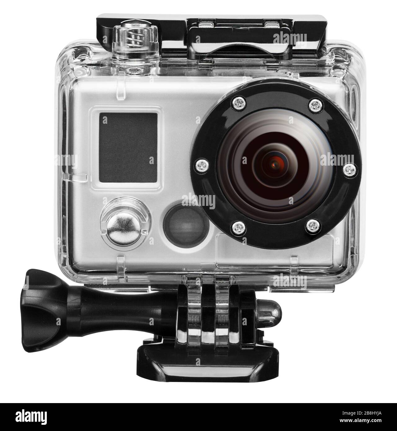 Unterwasser-Exteram-Kamera isoliert auf weißem Hintergrund und Clipping-Pfad Stockfoto