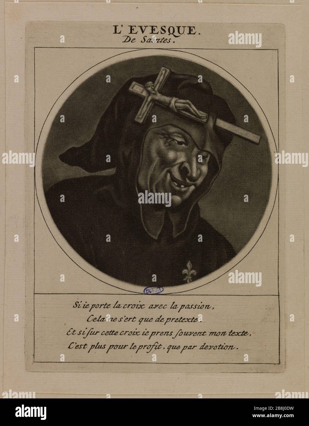 Der Bischof von Saintes (Dutuit Seite 146) Dusart, Cornelis. "L'Evêque de Saintes (Dutuit Seite 146)". manière noire. 1691-1691. Musée des Beaux-Arts de la Ville de Paris, Petit Palais. Stockfoto