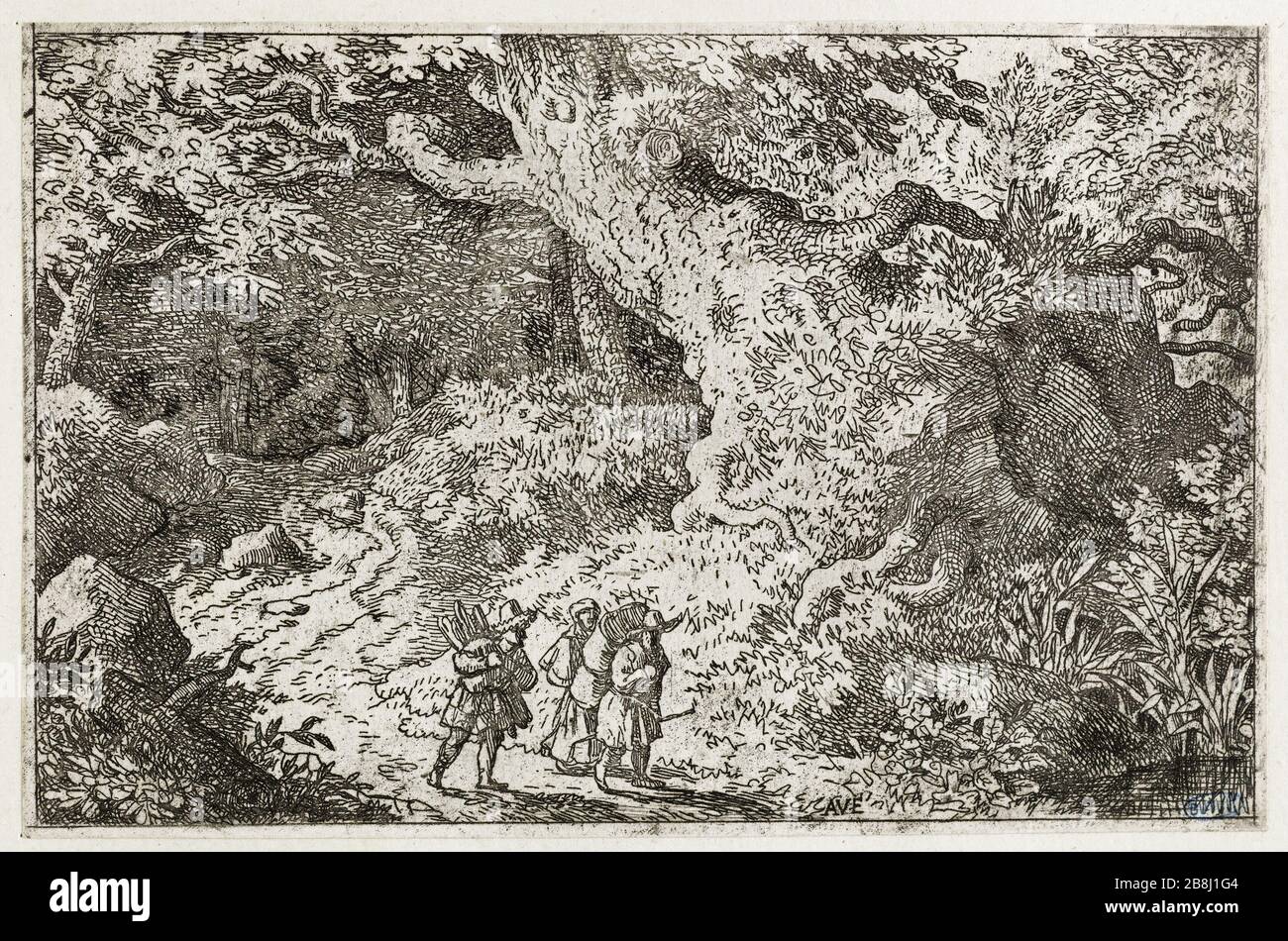 Dickwald (Bartsch 89) Allart Van Everdingen (1621-1675), Peintre hollandais. La Forêt épaisse (Bartsch 89). Eau-forte sur Papier, 1645-1675. Musée des Beaux-Arts de la Ville de Paris, Petit Palais. Stockfoto