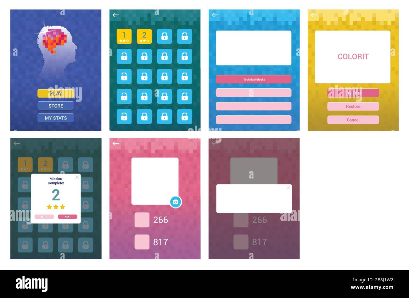 Quiz Game ui Design mobile Benutzeroberfläche Stock Vektor
