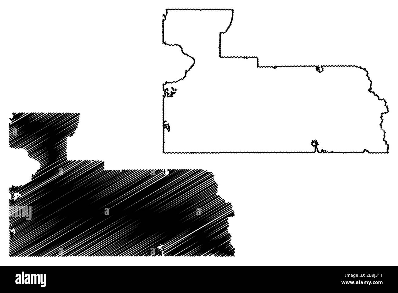 Orange County, Florida (US-Bundesstaat, Vereinigte Staaten von Amerika, USA, USA, USA) Karte Vektor Illustration, Scribble Sketch Orange Karte Stock Vektor