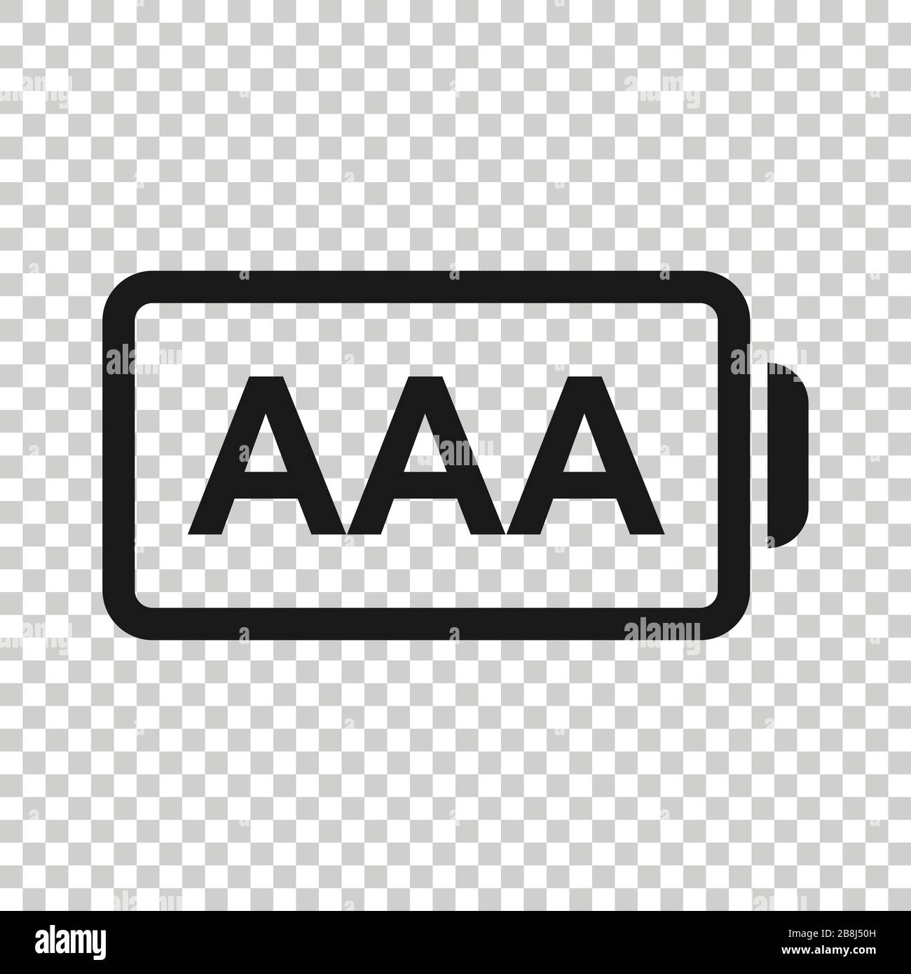 AAA-Batterie Symbol im flachen Stil. Power level Vector Illustration auf weißem Hintergrund isoliert. Lithium-ionen Akkumulator Geschäftskonzept. Stock Vektor