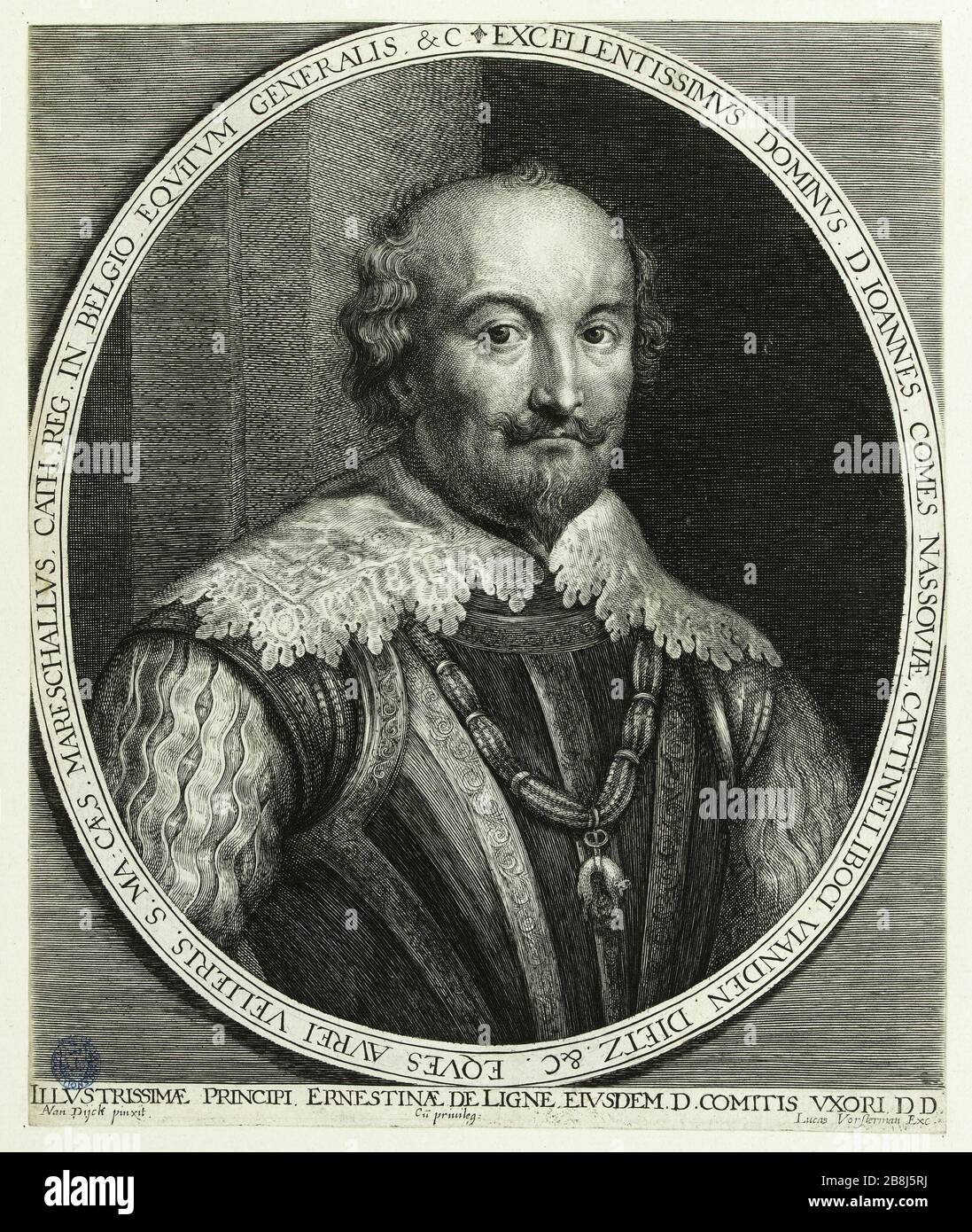 Comte de Nassaus gewinnt (Hollstein 154) Antoine Van Dyck (1599-1641). Comte de Nassau-Siegen (Hollstein 154). Eau-forte sur Papier, burin. Stockfoto
