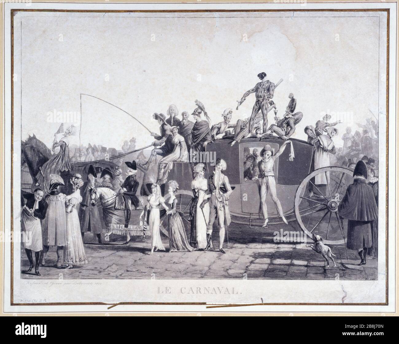 Der Karneval Philibert-Louis Debucourt (1755-1832). "Le carnaval". Tiefdruck (Aquatinte), 1810. Paris, musée Carnavalet. Stockfoto