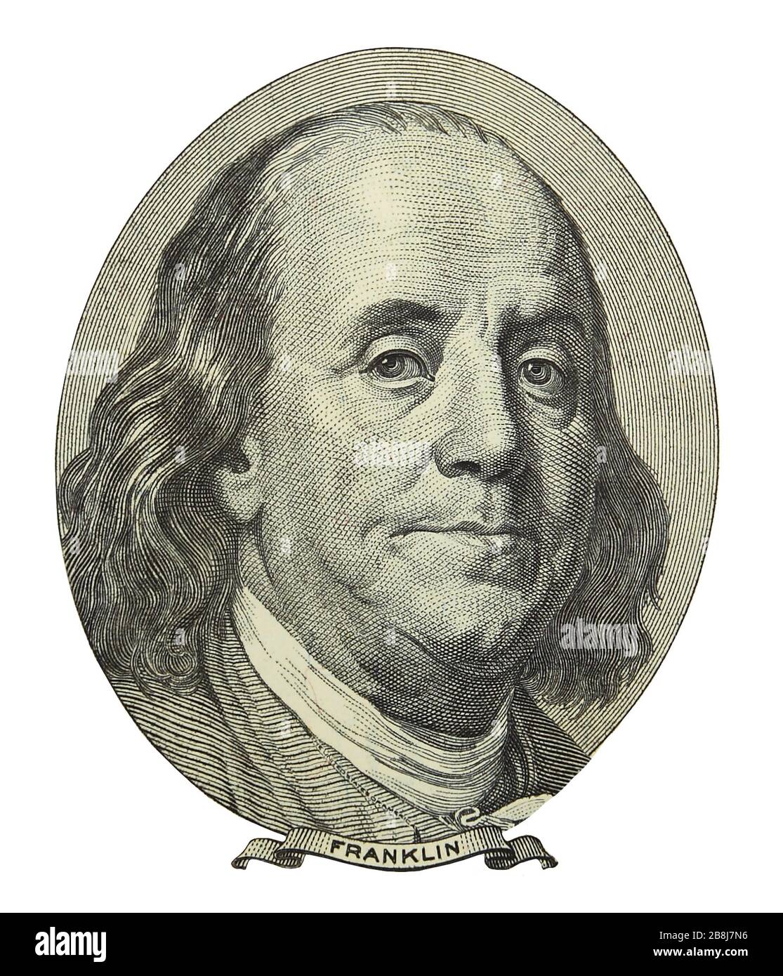 Dollardetails, Nahaufnahme von franklin Face Stockfoto