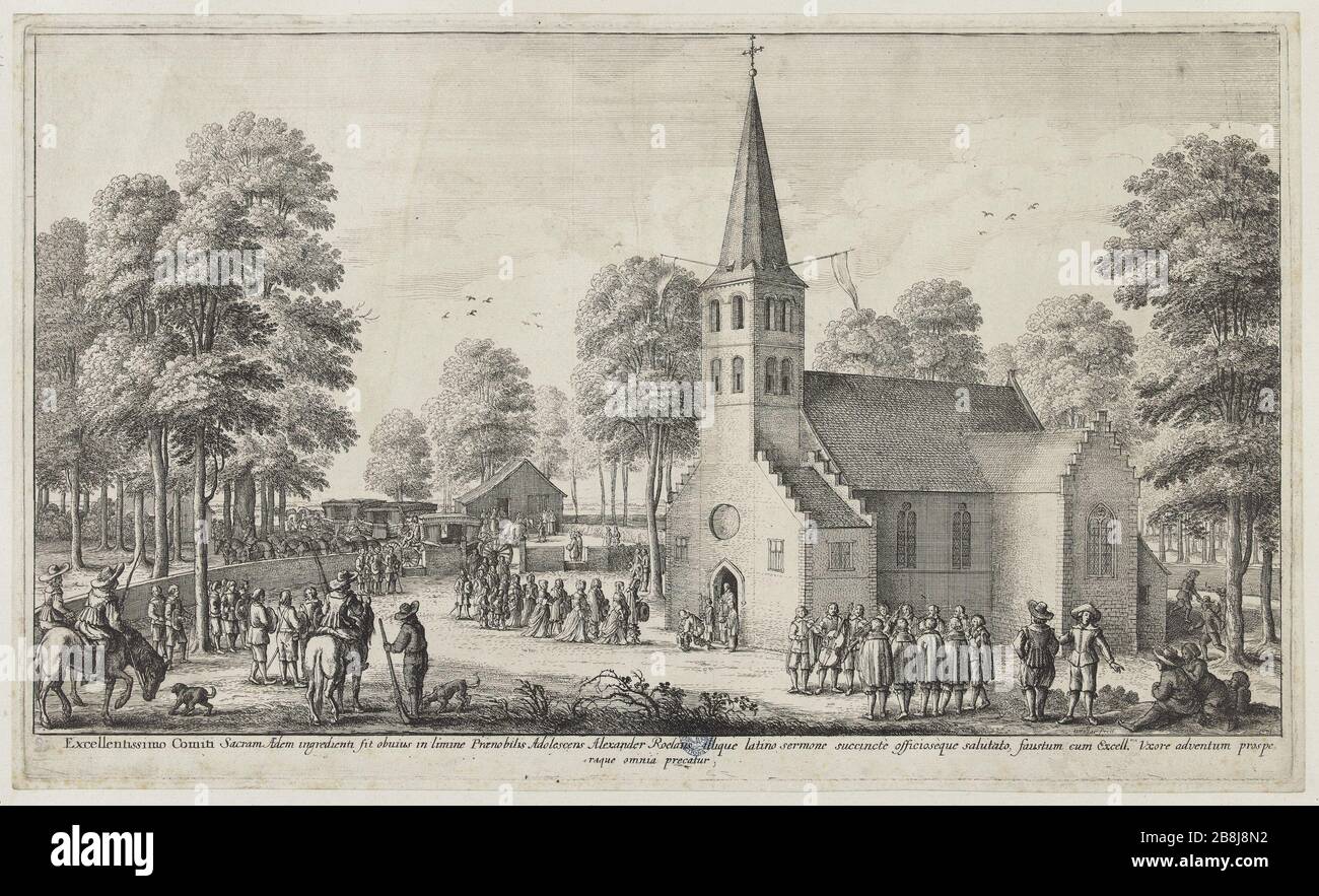 Eintritt in einen Adligen Václav Hollar (1607-1677). "Entrée d'un noble personnage". Eau-forte. Musée des Beaux-Arts de la Ville de Paris, Petit Palais. Stockfoto