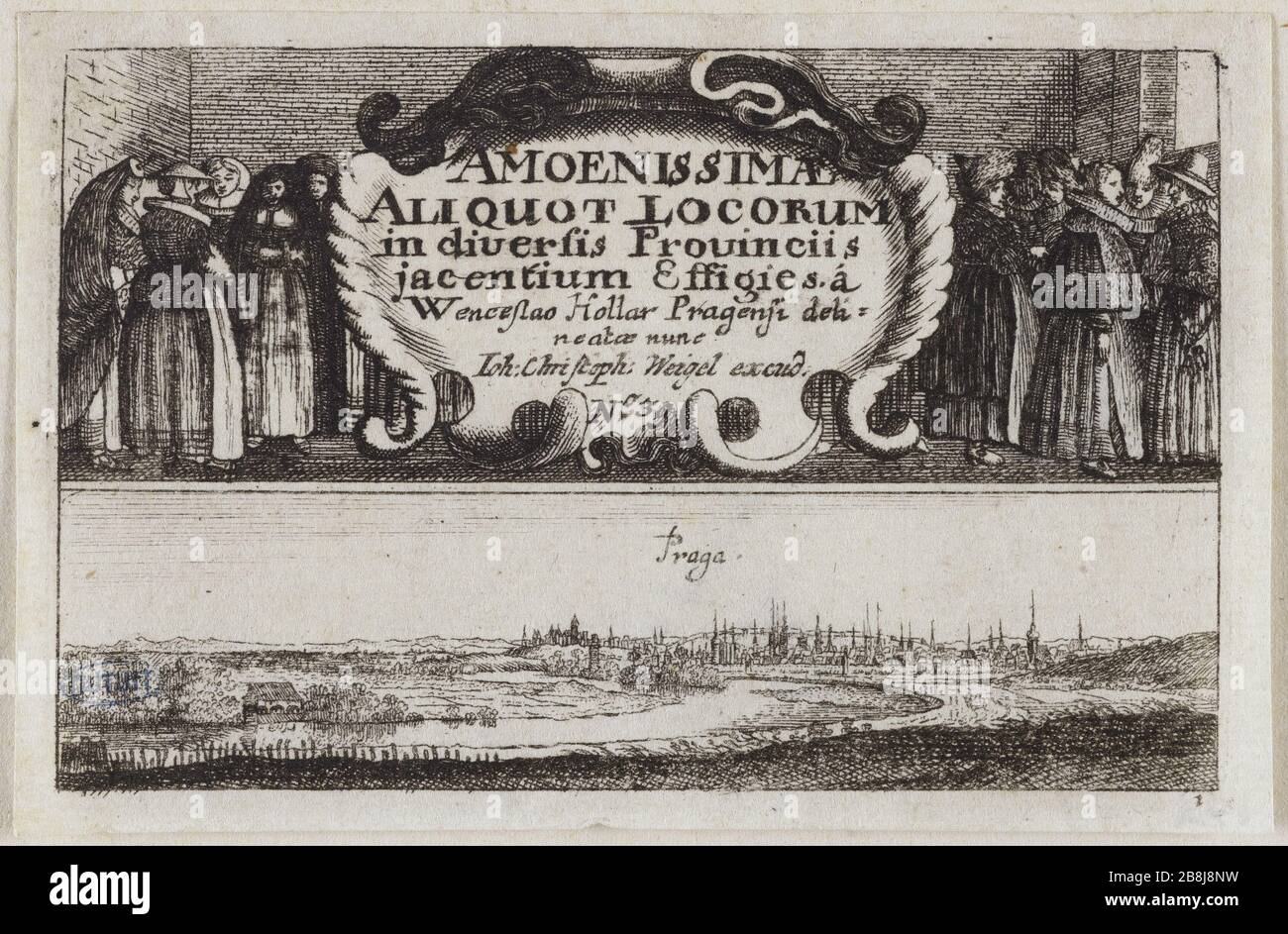Ansichten von Deutschland, Prag Václav Hollar (1607-1677). "Vues d'Allemagne, Prag". Eau-forte. Musée des Beaux-Arts de la Ville de Paris, Petit Palais. Stockfoto