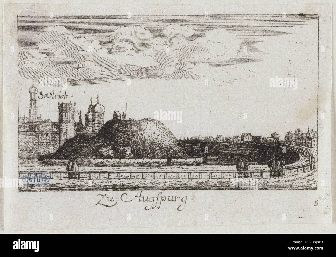 Ansichten aus Deutschland, Augsburg Václav Hollar (1607-1677). "Vues d'Allemagne, Augsbourg". Eau-forte. Musée des Beaux-Arts de la Ville de Paris, Petit Palais. Stockfoto