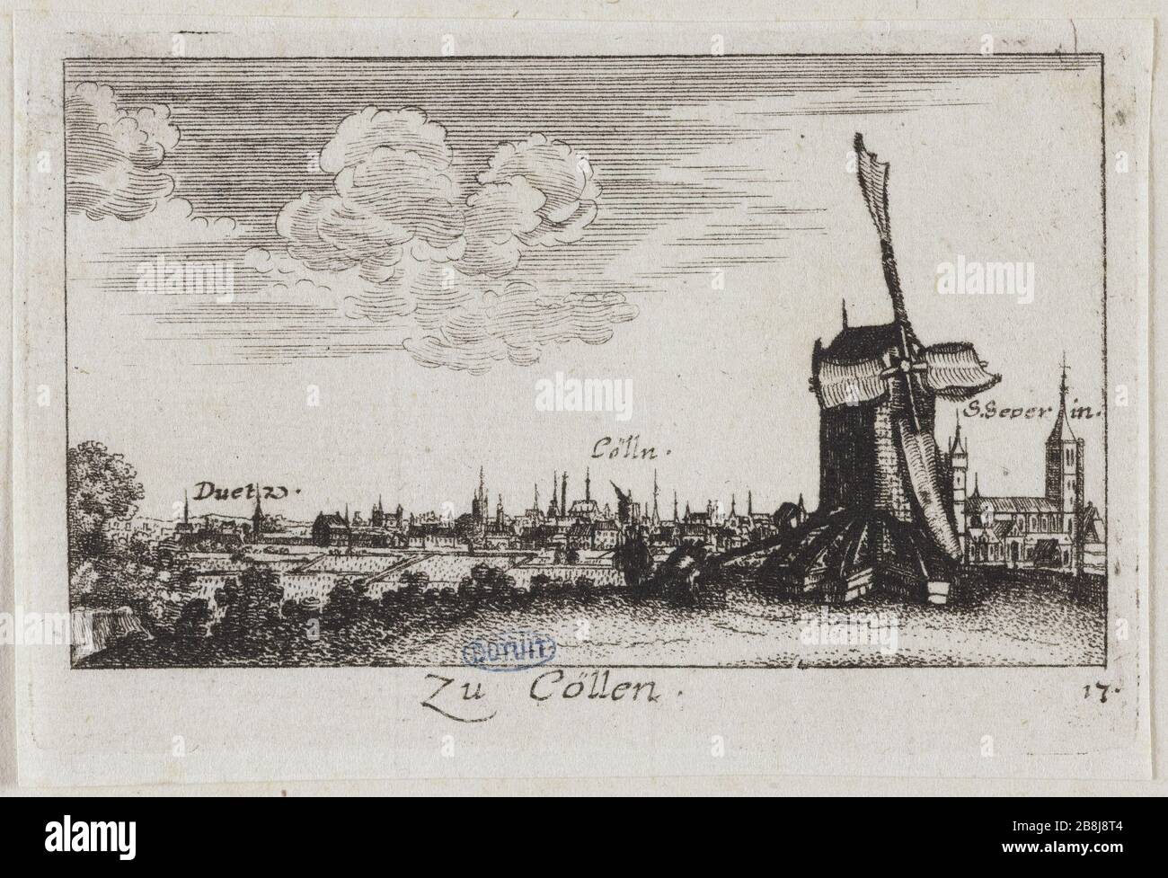 Ansichten aus Deutschland, Köln Václav Hollar (1607-1677). "Vues d'Allemagne, Köln". Eau-forte. Musée des Beaux-Arts de la Ville de Paris, Petit Palais. Stockfoto