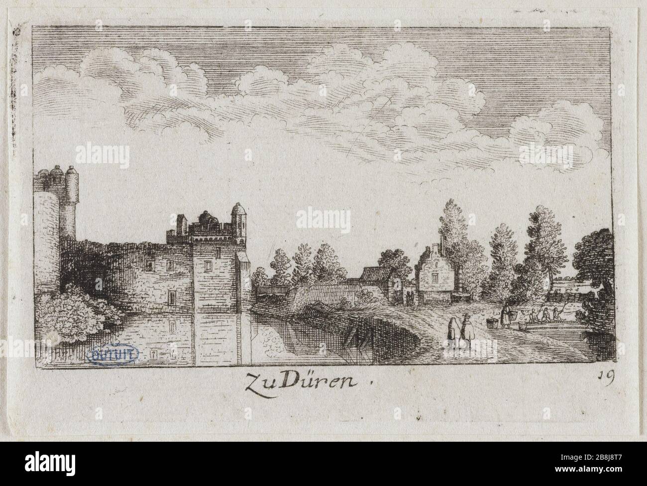Ansichten aus Deutschland, Dürener Václav Hollar (1607-1677). "Vues d'Allemagne, Düren". Eau-forte. Musée des Beaux-Arts de la Ville de Paris, Petit Palais. Stockfoto