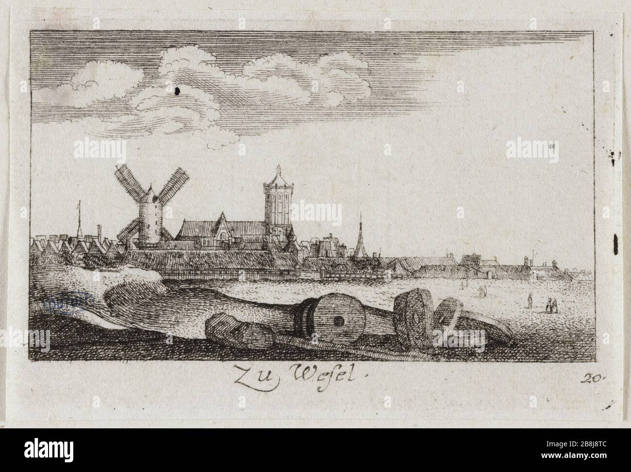 Ansichten von Deutschland. Wesel Václav Hollar (1607-1677). "Vues d'Allemagne. Wesel'. Eau-forte. Musée des Beaux-Arts de la Ville de Paris, Petit Palais. Stockfoto