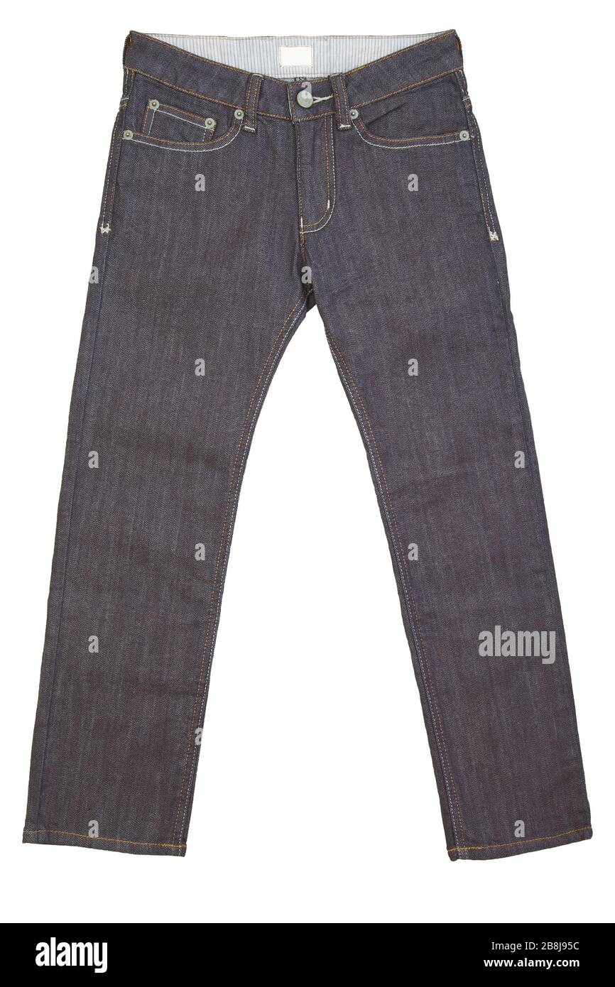 Jeans-Hose isoliert auf dem weißen Hintergrund mit Beschneidungspfad. Stockfoto