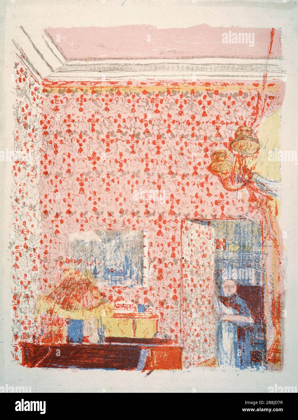 Innengehänge pink, I Edouard Vuillard (1860-1940). "Intérieur aux tentures Roses, I". Lithographie en cinq couleurs sur chine volant. Musée des Beaux-Arts de la Ville de Paris, Petit Palais. Stockfoto