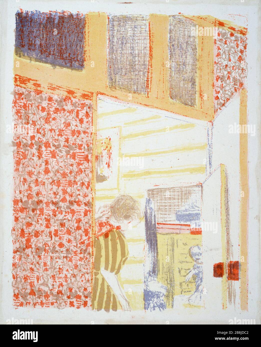 IM INNEREN DER VORHÄNGE ROSEN, III Edouard Vuillard (1860-1940). "Intérieur aux tentures Roses, III". Lithographie en cinq couleurs sur chine volant. Musée des Beaux-Arts de la Ville de Paris, Petit Palais. Stockfoto