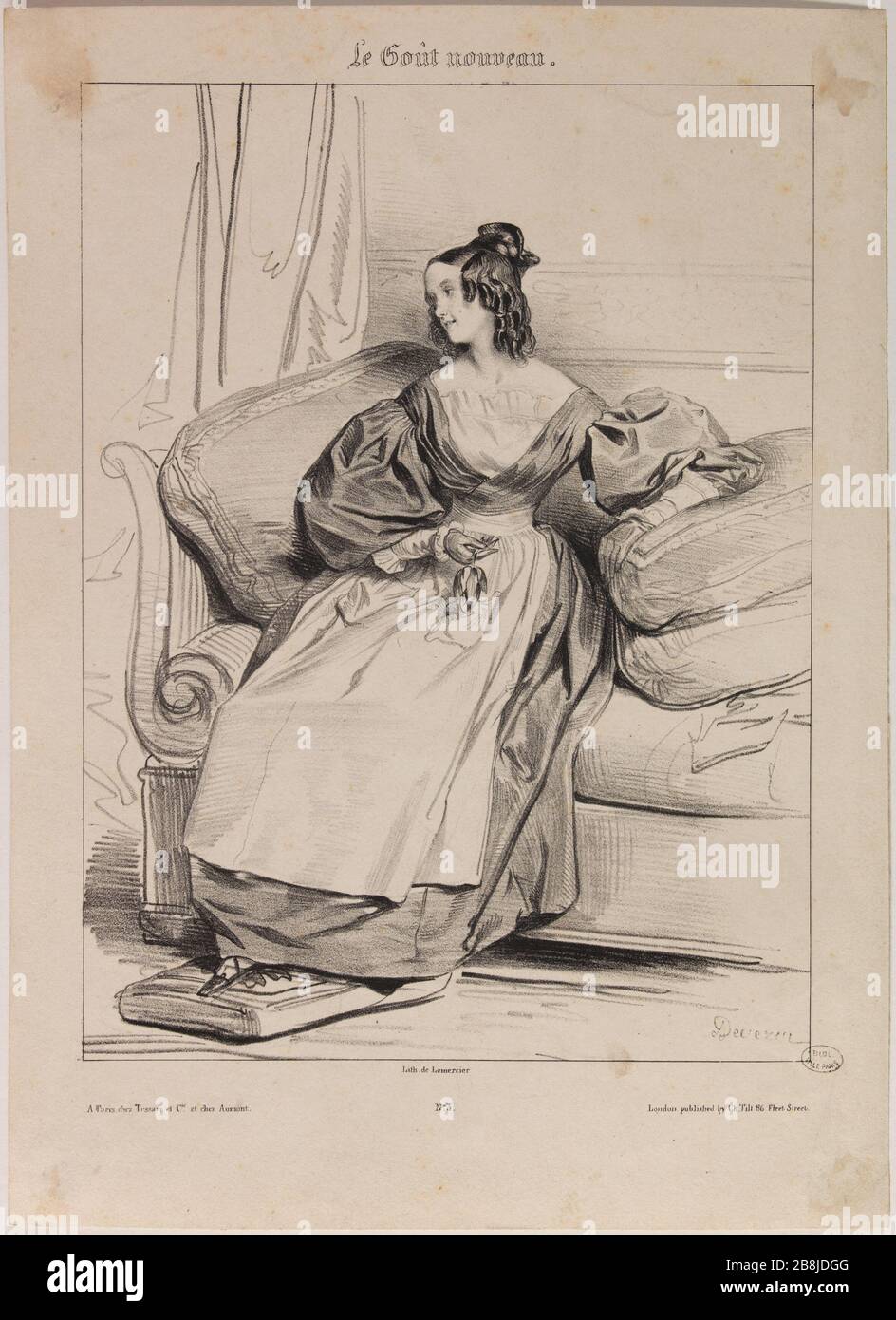 Der neue Geschmack: Verschiedene Motive aus der Natur. Frau Du Coté Achille Devéria (1800-1857) und Rose Joseph Lemercier (1803-1887). Le Goût Nouveau : Motive variés pris d'après nature. Mme Du Coté. Lithographie. 1831. Paris, musée Carnavalet. Stockfoto
