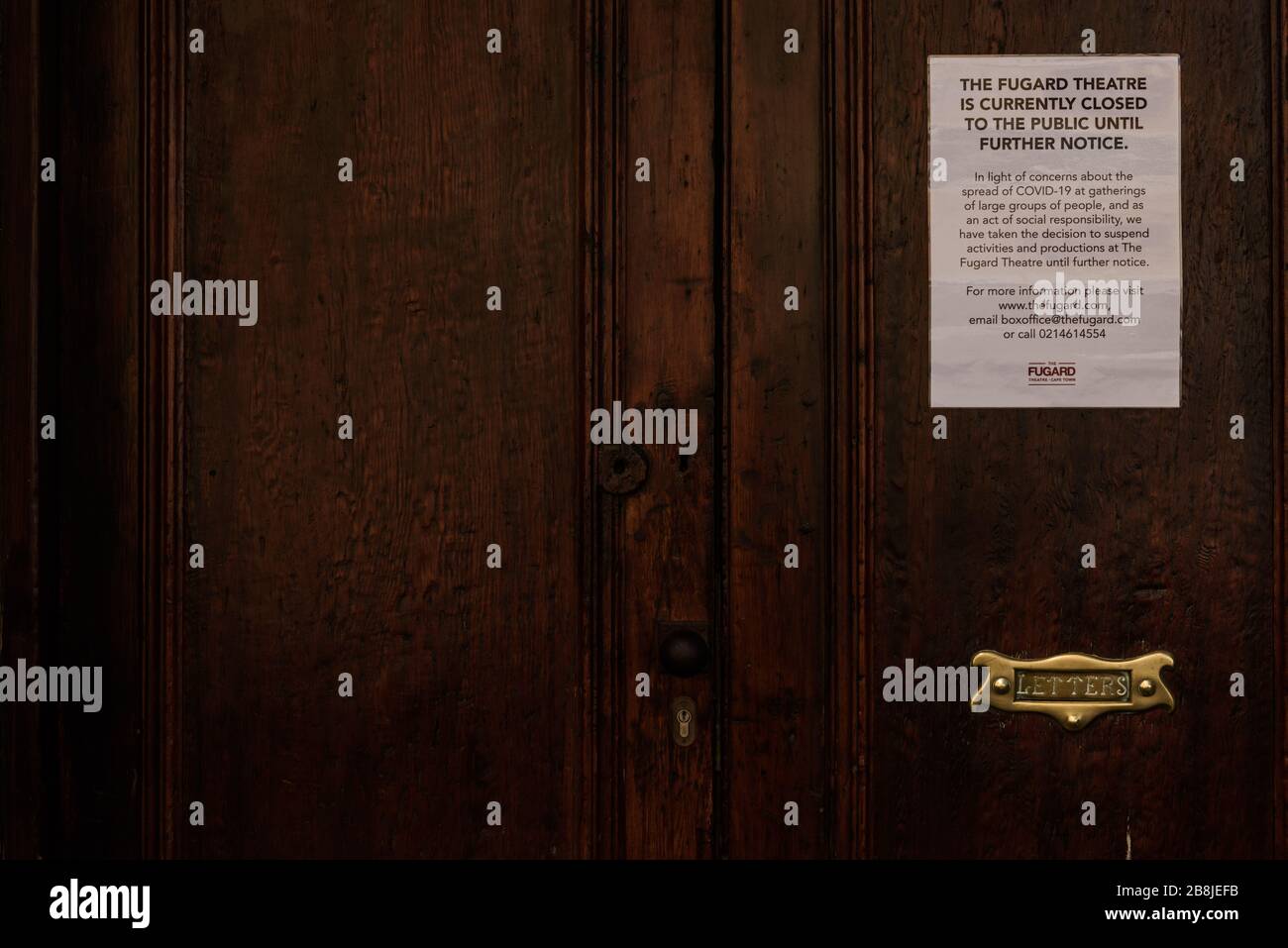 Das Athol Fugard Theatre im Distrikt von Kapstadt Six schloss seine Türen als Teil einer Rückhalteaktion gegen den weltweiten Ausbruch von Coronavirus Stockfoto