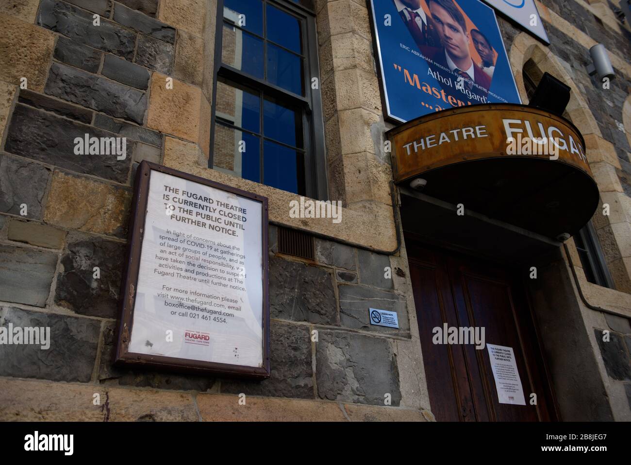 Das Athol Fugard Theatre im Distrikt von Kapstadt Six schloss seine Türen als Teil einer Rückhalteaktion gegen den weltweiten Ausbruch von Coronavirus Stockfoto