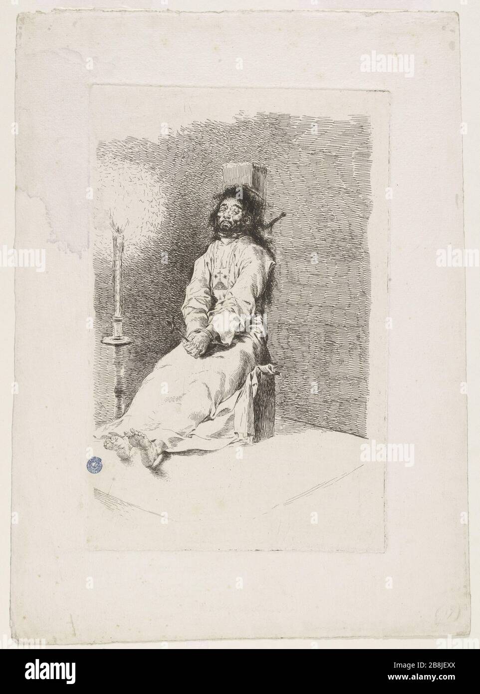 WÜRFEL GAROTTE - LE Garotte - H 21 III1 Francisco Goya (1746-188).'El Dado Garotte - Le garotté- H 21 III1'. Eau-forte et burin. Musée des Beaux-Arts de la Ville de Paris, Petit Palais. Stockfoto