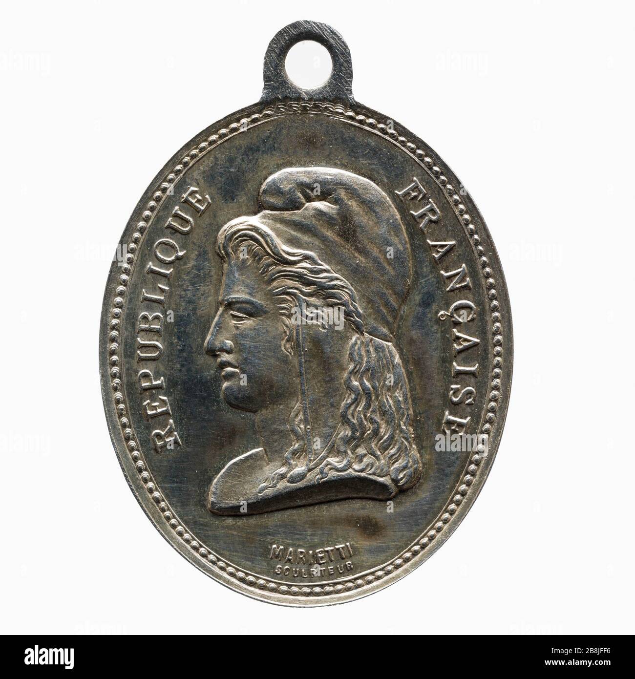 Nationalfeiertag, dem neunzehnten Jahrhundert Mariettis. Médaille commémorative de la Fête nationale, XIXe siècle. Paris, musée Carnavalet. Stockfoto