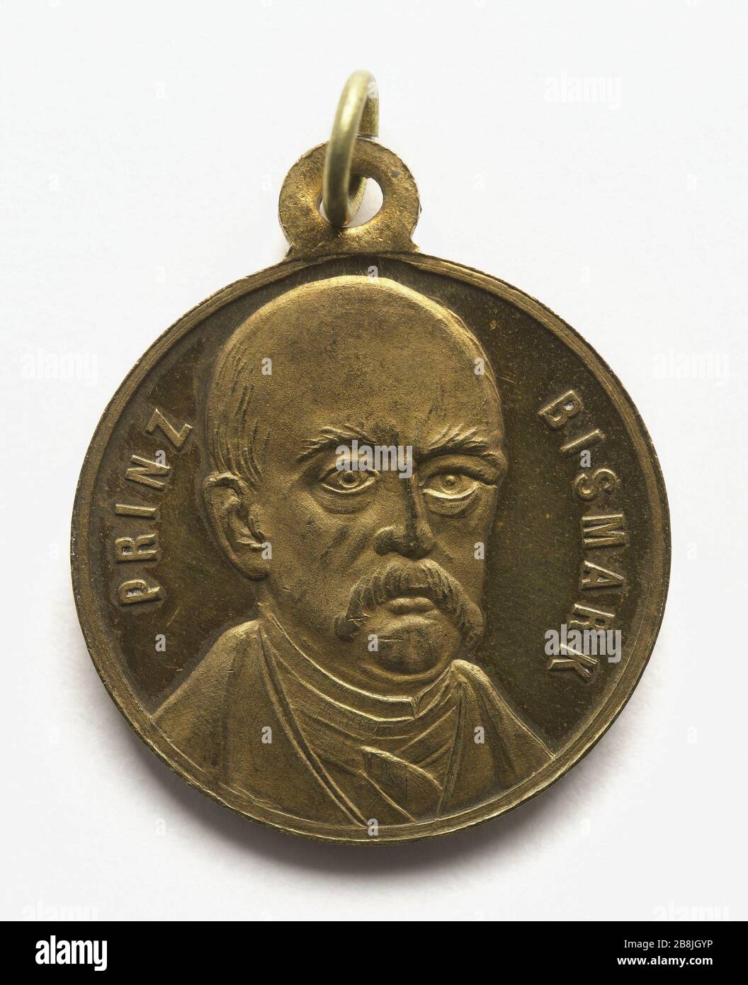 Otto von Bismarck, die erzieherische Erzkanzlerin des Deutschen Kaiserreichs (1871-1890) (Dummy-Titel) Médaille représentant Otto von Bismarck, Fürst de Backck-Schönhausen, chancelier de l'Empire allemand (1871-1890). Cuivre doré, vers 1871. Paris, musée Carnavalet. Stockfoto