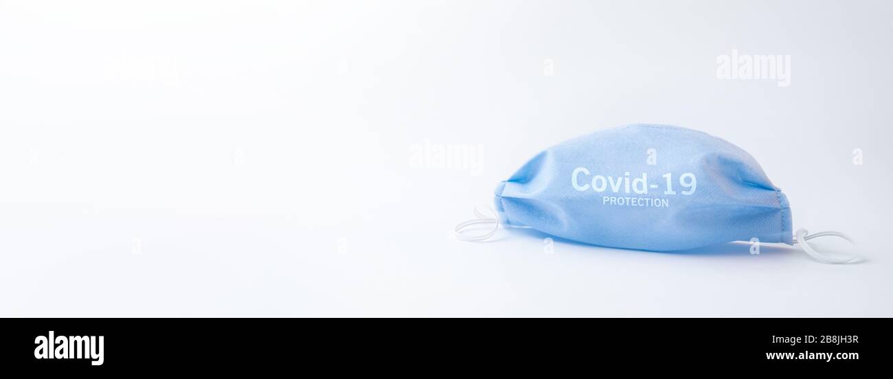 Gesichtsschutz gegen Umweltverschmutzung, Viren, Grippe und Coronavirus. Corona Virus (Kovid 19) Pandemieschutz durch das tragen von Masken. Stockfoto