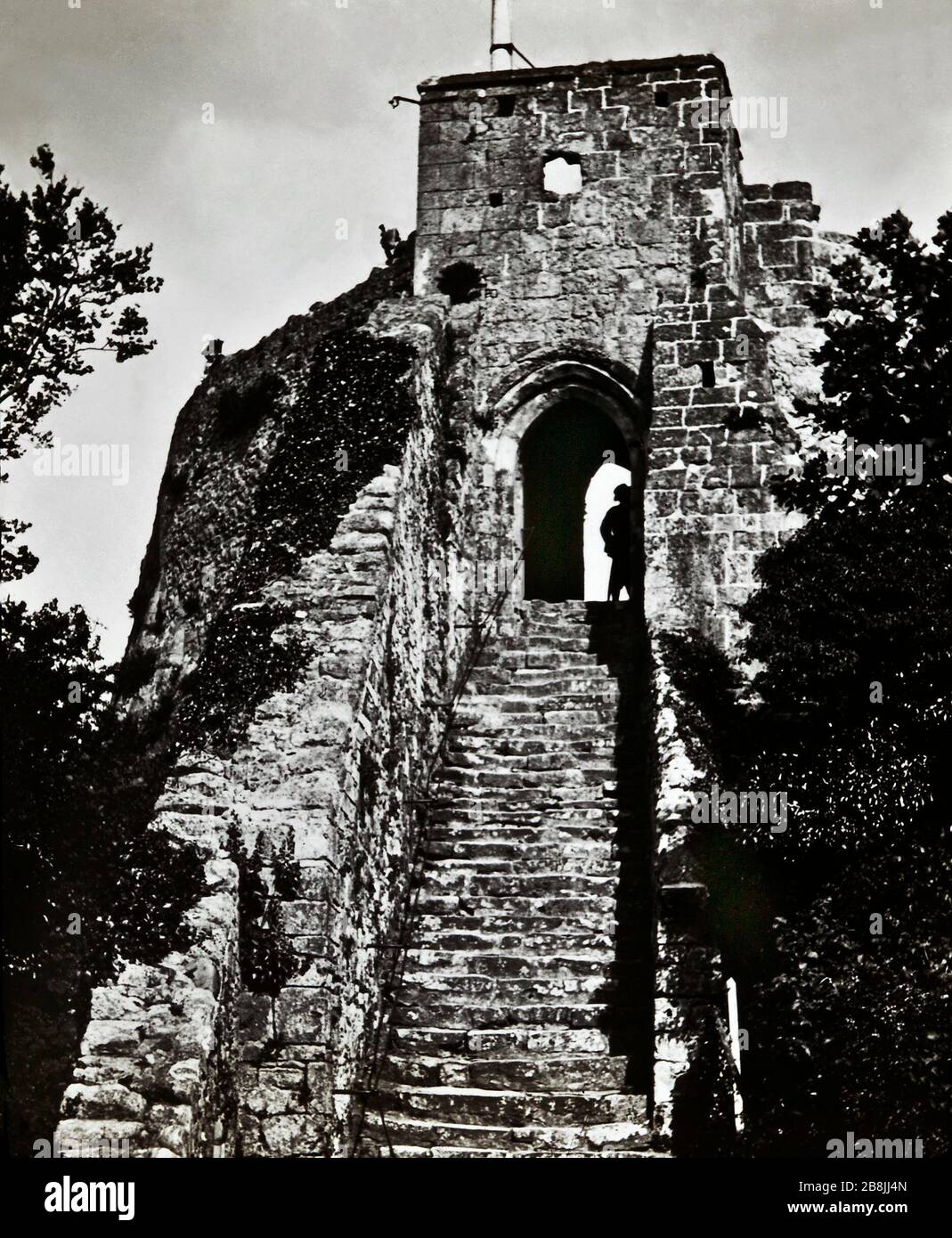 Hampshire und Insel Wight Immobilien und historische Ruinen in Großbritannien/England/Großbritannien. Dabei handelt es sich um wiederhergestellte beschädigte Glasplatten aus dem Jahr 1900 Stockfoto