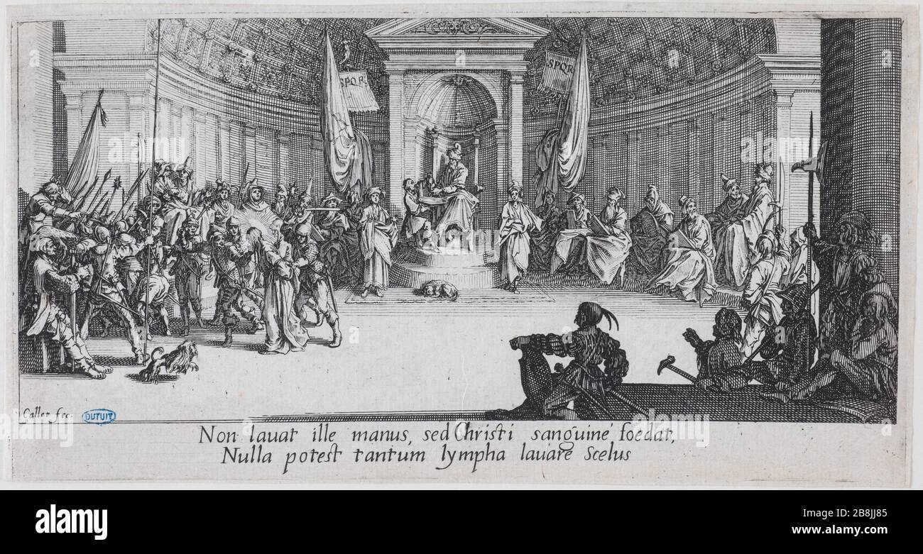 Die große Leidenschaft, das Todesurteil: Dritte Ausgabe einer Reihe von 7 Stücken (Lieure 283 Meaume 14) Jacques Callot (1592-1635). "La Grande Passion, La Condamnation à mort: troisième numéro d'une Suite de 7 pièces" (Lieure 283, Meaume 14). Eau-forte et burin. 1619-1624. Musée des Beaux-Arts de la Ville de Paris, Petit Palais. Stockfoto