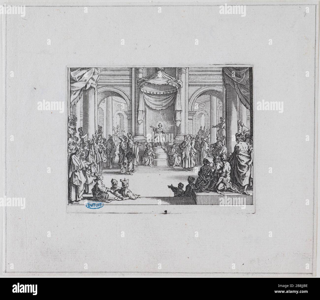 Das neue Testamente, das Jesuskind unter den Ärzten: Erste Ausgabe einer Serie von 10 Stücken (Lieure 1418 Meaume 38) Jacques Callot (1592-1635). "Le Nouveau Testament, Jésus enfant parmi les docteurs: Premier numéro d'une Suite de 10 pièces" (Lieure 1418, Meaume 38). Eau-forte. 1ère moitié du XVIIème siècle. Musée des Beaux-Arts de la Ville de Paris, Petit Palais. Stockfoto Das neue Testamente, das Jesuskind unter den Ärzten: Erste Ausgabe einer Serie von 10 Stücken (Lieure 1418 Meaume 38) Jacques Callot (1592-1635). "Le Nouveau Testament, Jésus enfant parmi les docteurs: Premier numéro d'une Suite de 10 pièces" (Lieure 1418, Meaume 38). Eau-forte. 1ère moitié du XVIIème siècle. Musée des Beaux-Arts de la Ville de Paris, Petit Palais. Stockfoto