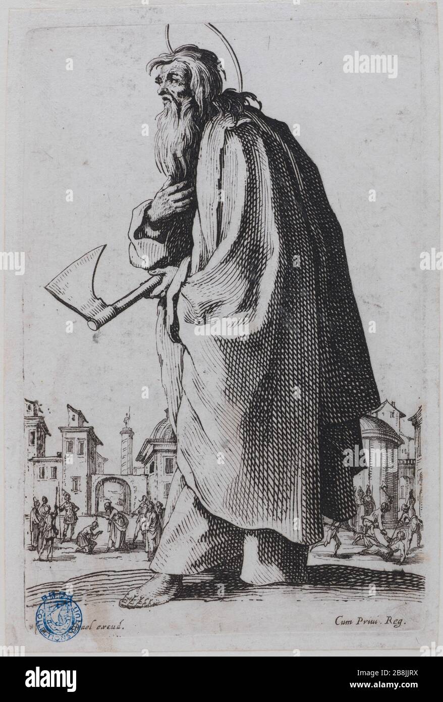 Große Apostel St. Thaddäus und St. Jude: Sechzehnte Nummer einer Folge von 16 Stück (Lieure 1312 Meaume 119) Jacques Callot (1592-1635). "Les Grands Apôtres: Saint Thaddée ou Saint Jude: Seizième numéro d'une Suite de 16 pièces" (Lieure 1312, Meaume 119). Eau-forte. 1631. Musée des Beaux-Arts de la Ville de Paris, Petit Palais. Stockfoto