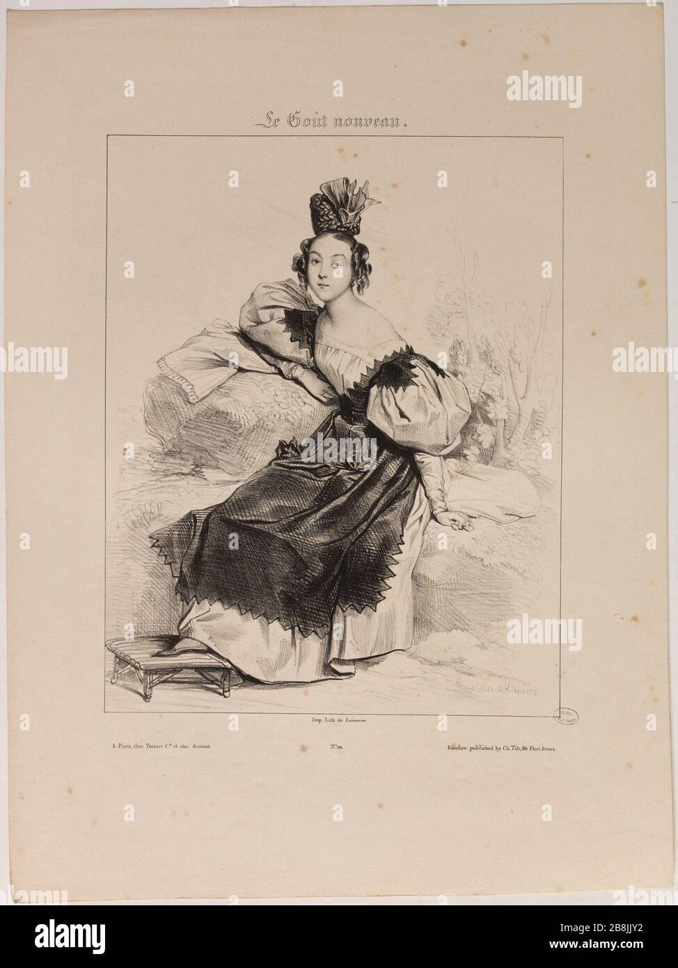 Der neue Geschmack: Verschiedene Motive aus der Natur. Zoe Champollion Achille Devéria (1800-1857) et Rose Joseph Lemercier (1803-1887). Le Goût Nouveau : Motive variés pris d'après nature. Zoé Champollion. Lithographie. 1831. Paris, musée Carnavalet. Stockfoto