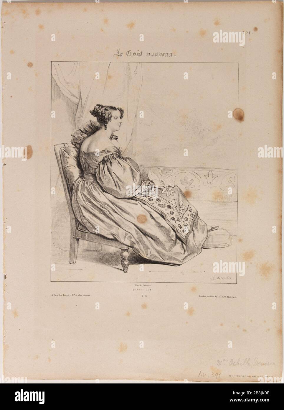 Der neue Geschmack: Verschiedene Motive aus der Natur. Achille Devéria Achille Devéria (1800-1857) und Rose Joseph Lemercier (1803-1887). Le Goût Nouveau : Motive variés pris d'après nature. Mme Achille Devéria. Lithographie. 1831. Paris, musée Carnavalet. Stockfoto