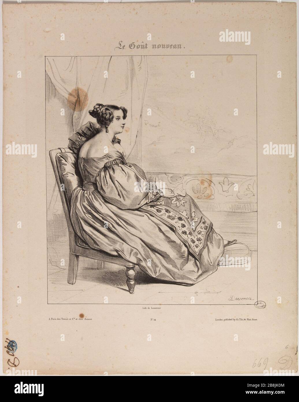 Der neue Geschmack: Verschiedene Motive aus der Natur. Achille Devéria Achille Devéria (1800-1857) und Rose Joseph Lemercier (1803-1887). Le Goût Nouveau : Motive variés pris d'après nature. Le Goût nouveau: Mme Achille Devéria. Lithographie. 1831. Paris, musée Carnavalet. Stockfoto