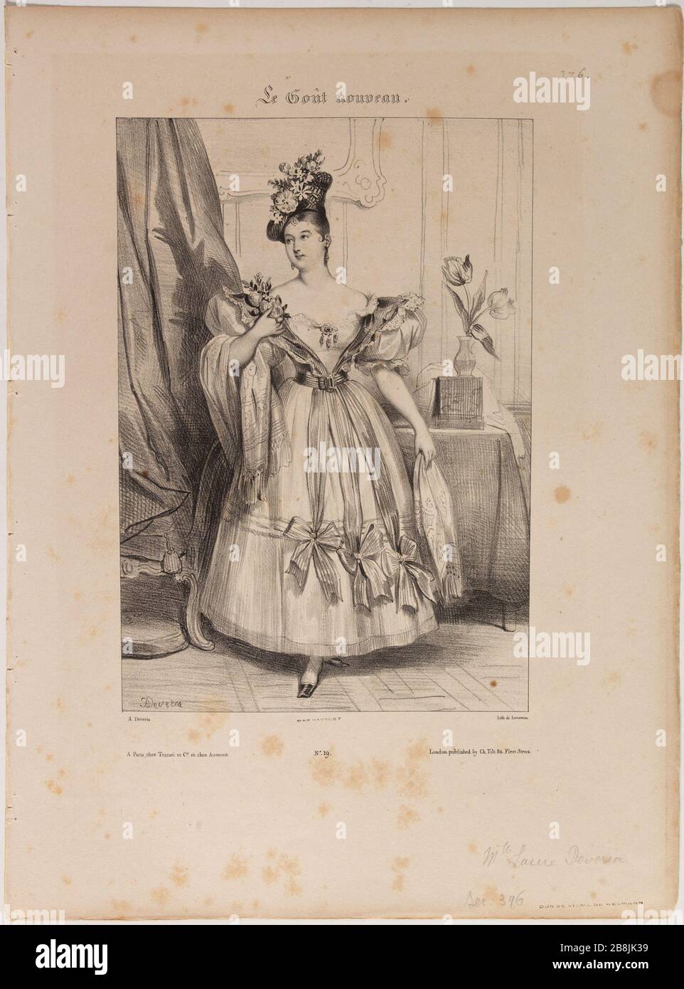 Der neue Geschmack: Verschiedene Motive aus der Natur. Laure Deveria Achille Devéria (1800-1857) et Rose Joseph Lemercier (1803-1887). Le Goût Nouveau : Motive variés pris d'après nature. Laure Devéria. Lithographie. 1831. Paris, musée Carnavalet. Stockfoto