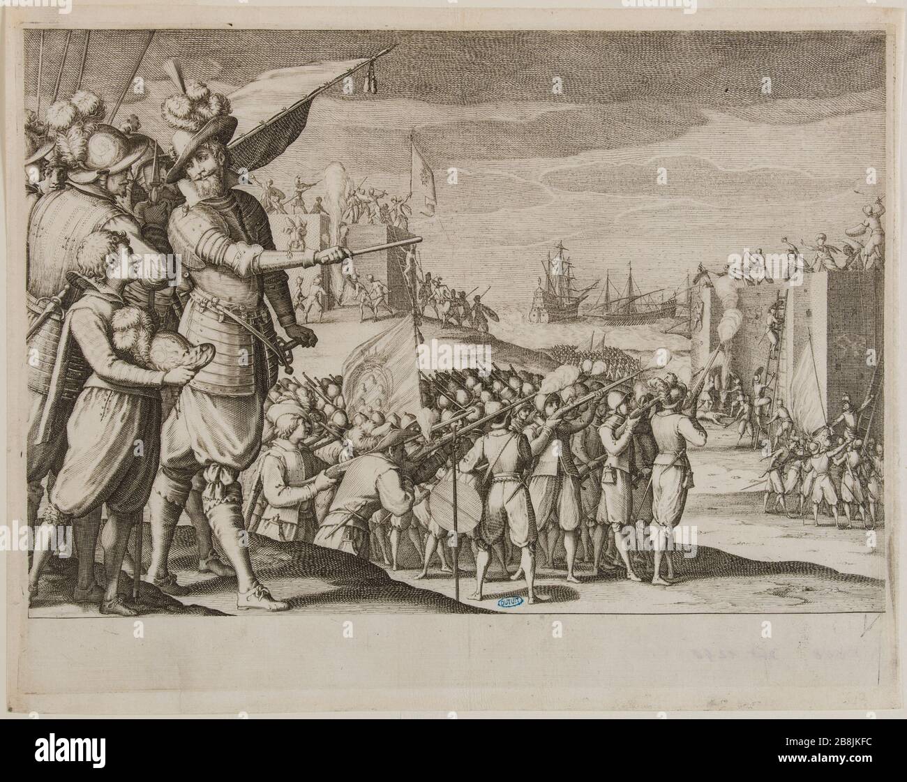 Das Leben von Ferdinand I. de 'Medici, die Stadt der Knochen. Vierzehnte Nummer einer Sequenz von 16 Fertigteilen und zwei Überschussteilen (Lieure 160 Meaume 547) Jacques Callot (1592-1635). "La Vie de Ferdinand Ier de Médicis, pry de la ville de Bone. Quatorzième numéro d'une Suite de 16 pièces terminées et 2 pièces surnuméraires' (Lieure 160, Meaume 547). Burin. 1619-1620. Musée des Beaux-Arts de la Ville de Paris, Petit Palais. Stockfoto