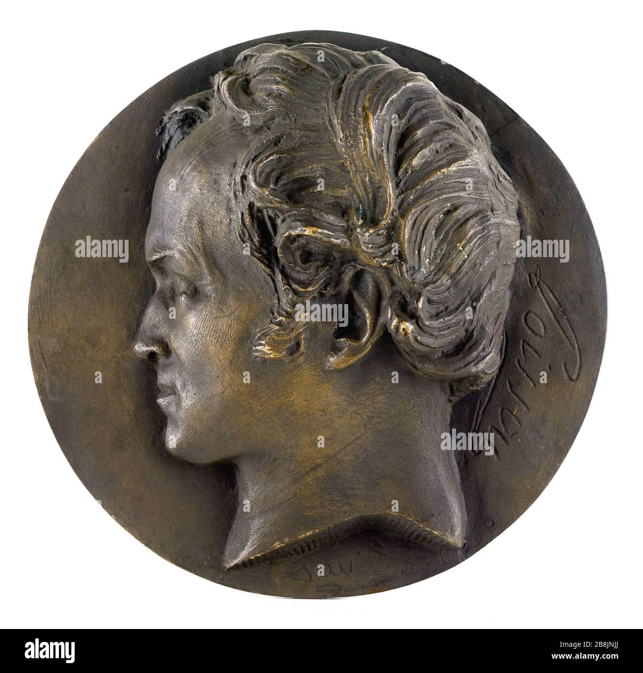 PORTRÄT VON SIMEON FISH-DENIS (1781-1840), GEOMETER DAVID D'ANGERS (1788-1856). Portrait de Siméon-Denis Poisson (1781-1840), géomètre. Bronze. Fonte au sable. Im Jahre 182. Paris, musée Carnavalet. Stockfoto