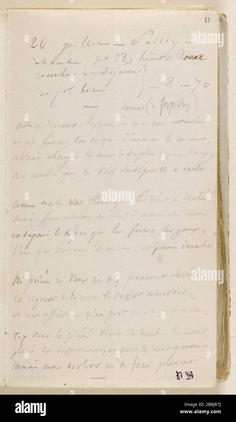 Juli - Poissy ... Victor Hugo (1802-1885). ' 26 Juillet - Poissy... '. Crayon Graphit sur Papier vélin. 1834. Paris, Maison de Victor Hugo. Stockfoto
